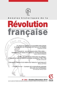 Picture of Annales historiques de la Révolution française Nº398 4/2019 Varia