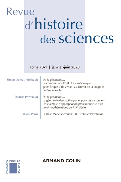 Picture of Revue d'histoire des sciences 1/2020 Varia