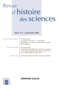 Picture of Revue d'histoire des sciences 1/2020 Varia