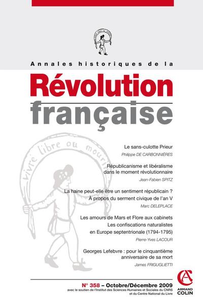 Picture of Annales historiques de la Révolution française n° 358 (4/2009)