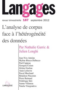 Image de Langages n° 187 (3/2012) L'analyse du corpus face à l'hétérogénéité des données