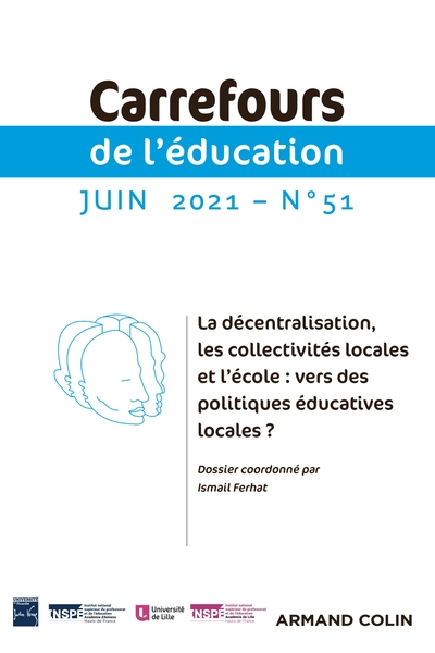 Image de Carrefours de l'éducation n°51 (1/2021) La décentralisation, les collectivités locales et l'école :