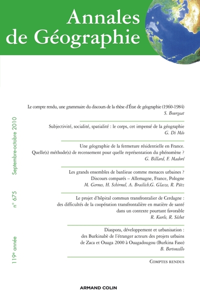 Picture of Annales de Géographie n° 675 (5/2010)