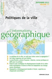 Image de L'information géographique - Vol. 77 (3/2013) Politiques de la ville