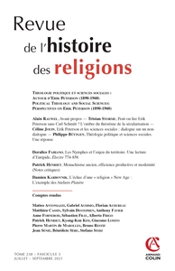 Picture of Revue de l'histoire des religions - Nº3/2021 Théologie politique et sciences sociales : Autour d'Eri