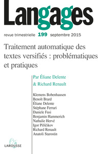 Image de Langages n° 199 (3/2015) Traitement automatique des textes versifiés : problématiques et pratiques