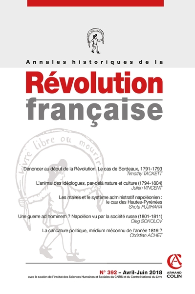 Picture of Annales historiques de la Révolution française Nº392 2/2018 Varia