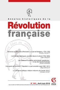 Picture of Annales historiques de la Révolution française Nº392 2/2018 Varia