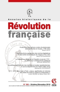 Picture of Annales historiques de la Révolution française n° 386 (4/2016) Varia