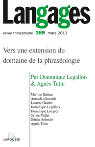 Image de Langages n° 189 (1/2013) Vers une extension du domaine de la phraséologie
