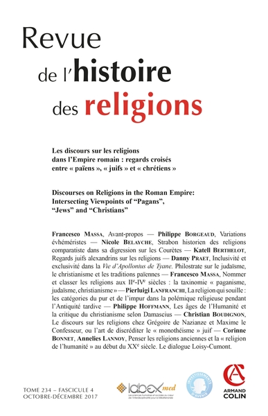 Image de Revue de l'histoire des religions  (4/2017) Les discours sur les religions dans l'empire romain