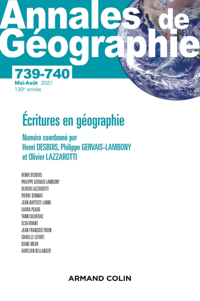 Picture of Annales de géographie - N° 739-740 3-4/2021 Écritures en géographie