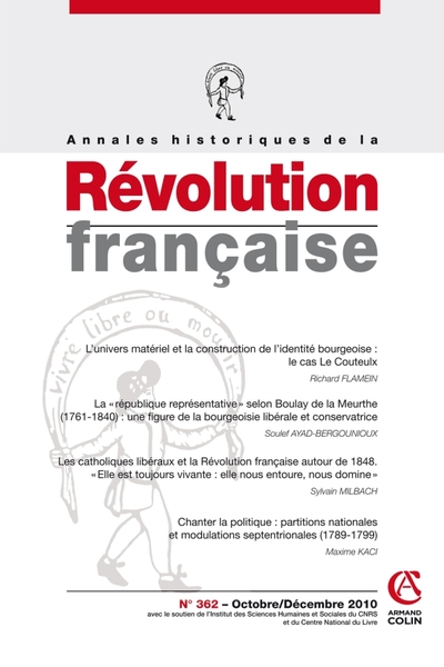 Picture of Annales historiques de la Révolution française n° 362 (4/2010)