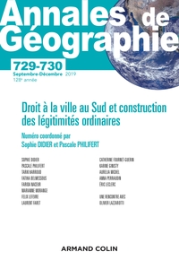 Picture of Annales de géographie - N°729-730 5 2019 Droit à la ville au Sud et construction
