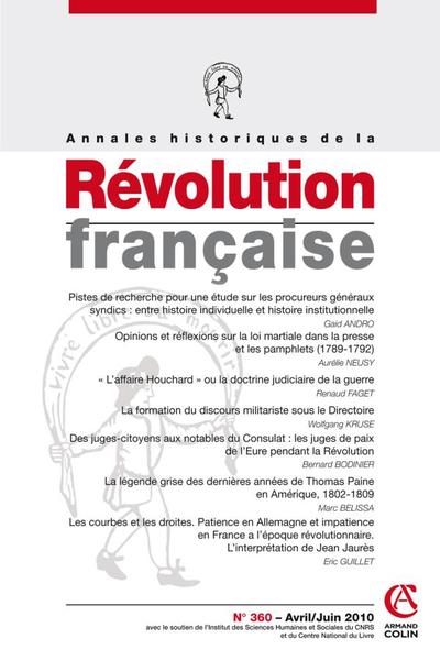 Picture of Annales historiques de la Révolution française n° 360 (2/2010)