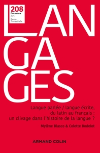 Image de Langages n° 208 (4/2017) Langue parlée / langue écrite, du latin au français : un clivage dans l'his