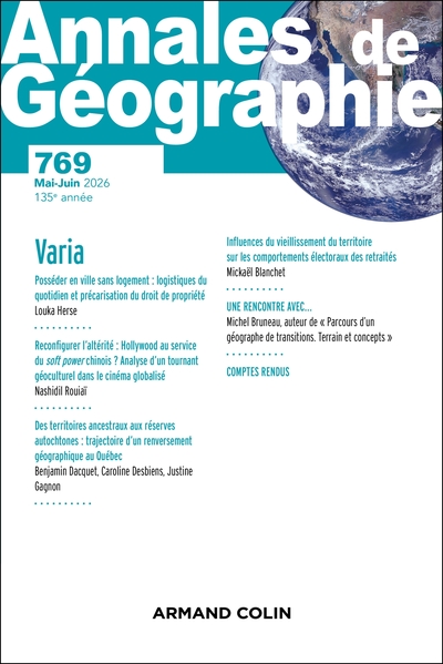Image de Annales de géographie - N°769 3/2026