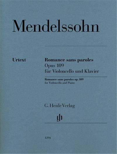 Picture of FELIX MENDELSSOHN BARTHOLDY : ROMANCE SANS PAROLES OP. 109 - VIOLONCELLE ET PIANO