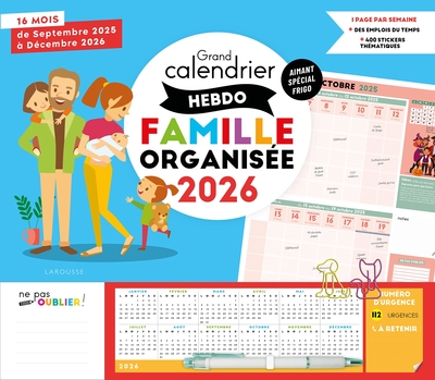 Image de Grand calendrier hebdo Famille organisée 2026