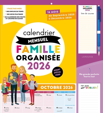 Image de Calendrier mensuel Famille organisée 2026