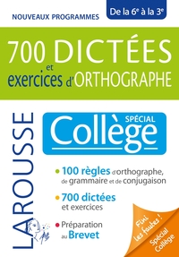 Picture of 700 dictées et exercices d'orthographe, spécial collège