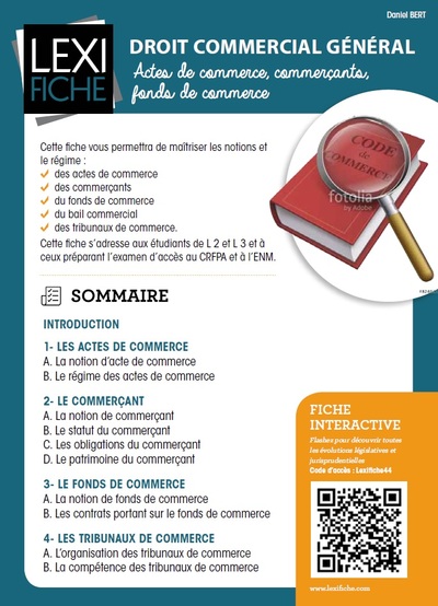 Image de Droit commercial général - Actes de commerce, commerçants, fonds de commerce