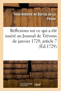 Image de Réflexions de M. de Barras, sur ce qui a été inséré au Journal de Trévoux de janvier 1729