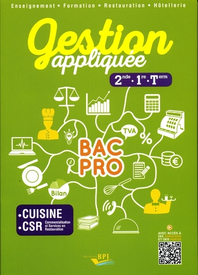Picture of Gestion appliquée 2de, 1re, Term Bac Pro Cuisine CSR- Elève