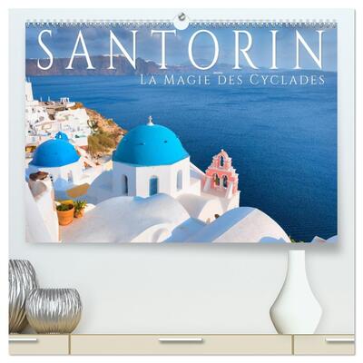 Picture of Santorin - La Magie des Cyclades (Calendrier mural haut de gamme 2027 DIN A2 vertical), CALVENDO calendrier mensuel