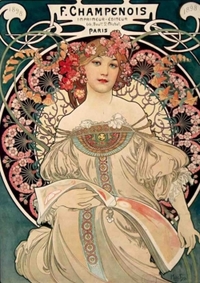 Image de Carnet Blanc, Affiche Mucha, Imprimerie Champenois