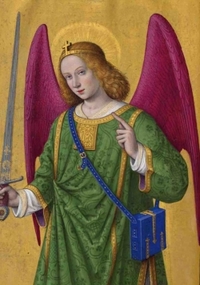 Image de Carnet Blanc, Heures Anne de Bretagne, Ange à l'épée