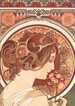 Image de Carnet Blanc, Affiche Mucha, La Primevère