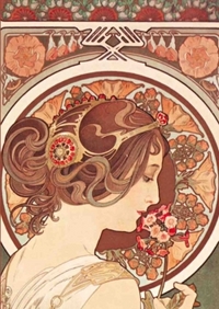 Image de Carnet Blanc, Affiche Mucha, La Primevère
