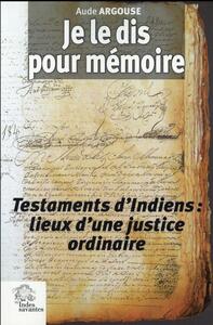 Picture of Je le dis pour mémoire