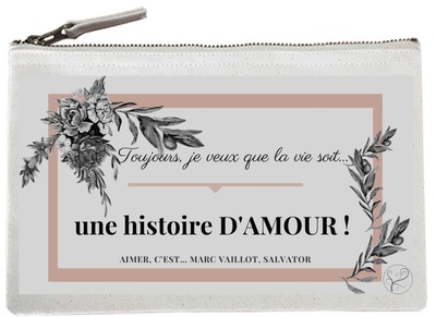 Image de Trousse Motif fleuri noir et cadre rose