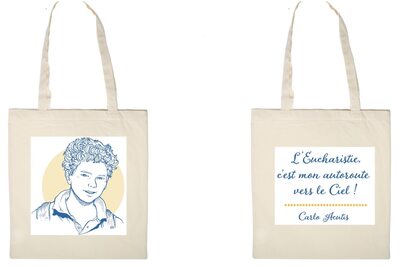 Picture of Sac soufflet Carlo Acutis bleu Emilie Droulers