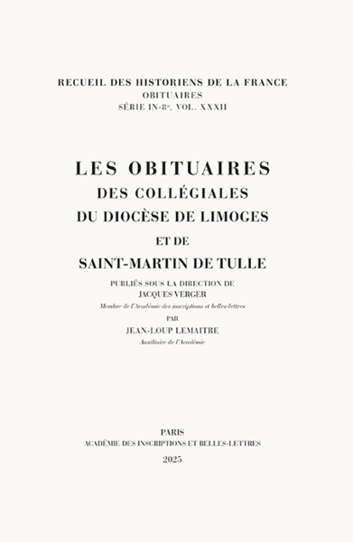 Picture of Les obituaires des collégiales du diocèse de Limoges et de Saint-Martin de Tulle