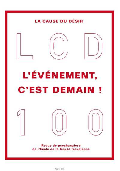 Image de La Cause du Désir N°100 L'évènement c'est demain - novembre 2018