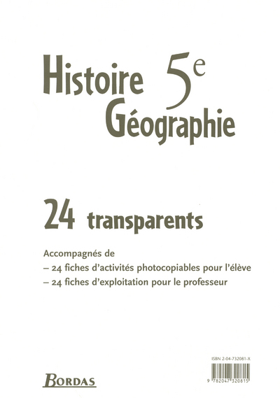 Picture of TRANSPARENTS HIST-GEO 5E 2005