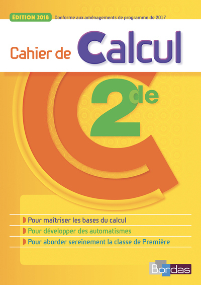 Image de Mathématiques 2de 2018 Cahier de calcul élève