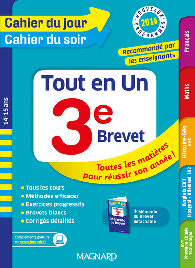 Image de Tout en Un 3e - Cahier du jour Cahier du soir
