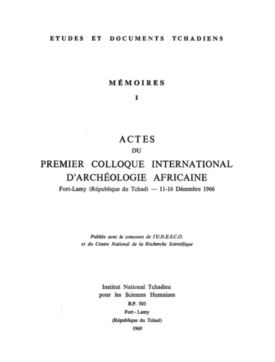 Picture of Actes du premier colloque international d'archéologie africaine