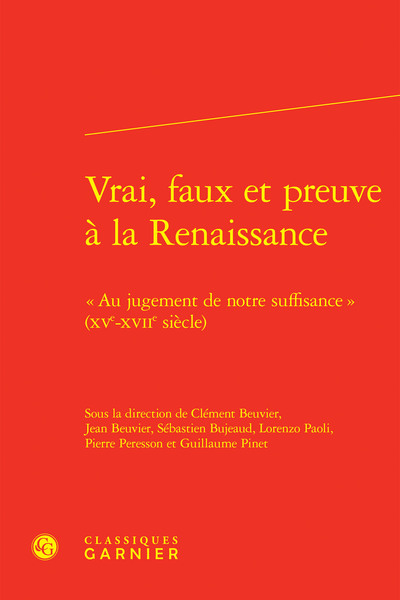 Image de Vrai, faux et preuve à la Renaissance