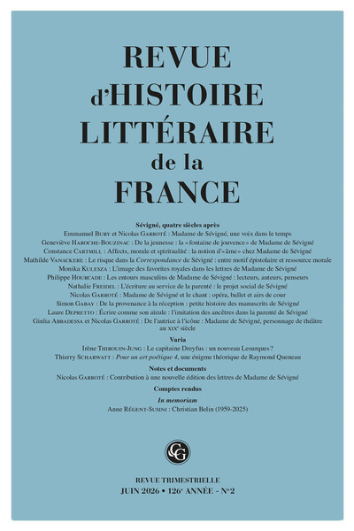 Image de Revue d'Histoire littéraire de la France