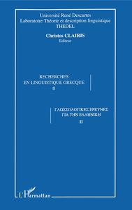 Image de RECHERCHES EN LINGUISTIQUE GRECQUE