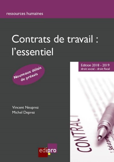 Picture of CONTRATS DE TRAVAIL : L'ESSENTIEL - EDITION 2018-2019