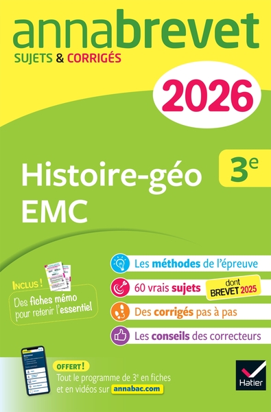 Image de Annales du brevet 2026 - Annabrevet Histoire-géographie EMC 3e - Nouveau brevet