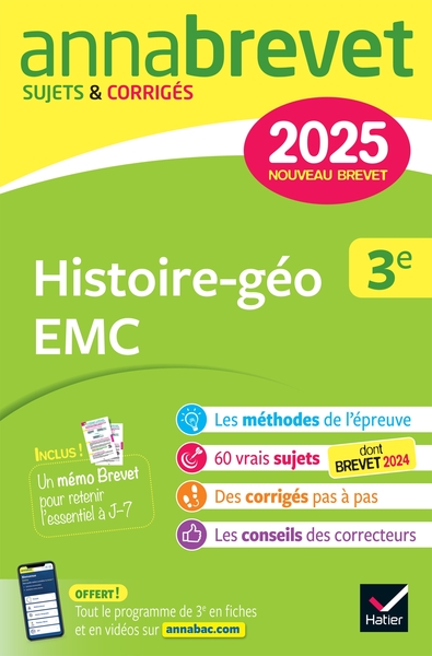 Image de Annales du brevet Annabrevet 2025 Histoire-géographie EMC 3e - Nouveau brevet