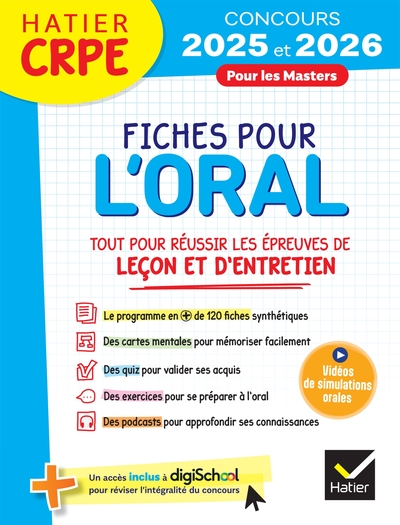 Picture of Hatier CRPE -  Fiches pour l'épreuve orale de leçon et d'entretien - Concours 2025-2026