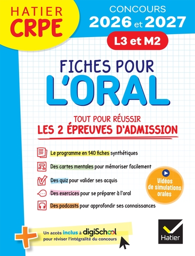 Picture of Hatier CRPE -  Fiches pour l'Oral - Tout pour réussir les épreuves d'admission - L3 - M2 - 2026/2027